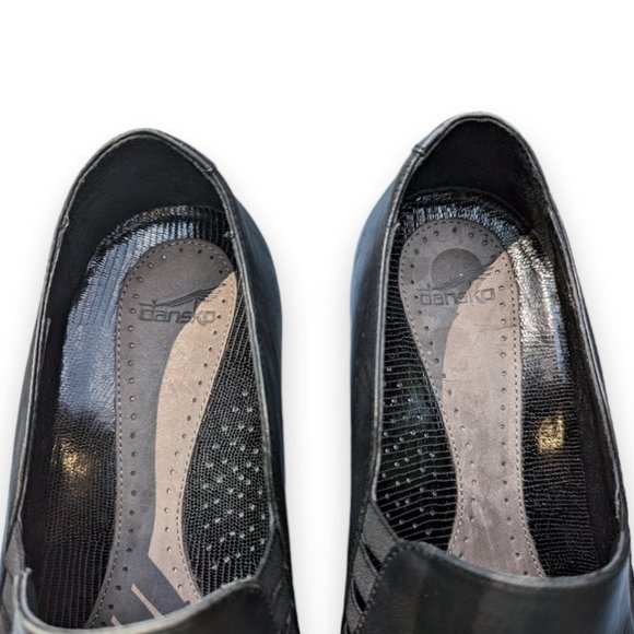 Dansko Raphael Black Leather Shoes Stretch Vamp Closed Toe Shaped Heel size 41 - Picture 4 of 9